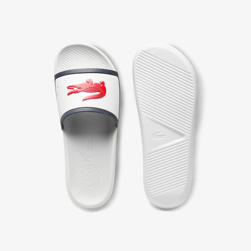 Chinelos Branco Bege Masculino Lacoste Croco Rubber Strap Synthetic AY3-11351Z2