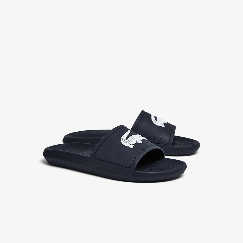 Chinelos Azul Marinho Branco Masculino Lacoste Croco Synthetic HS7-72197A5