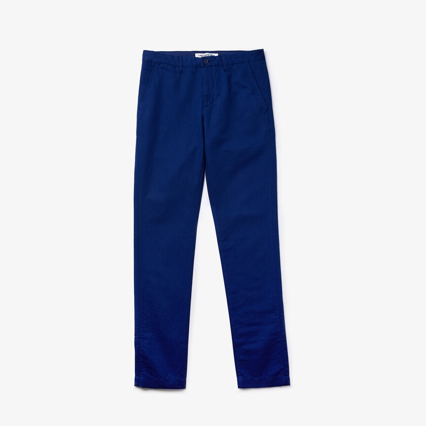 Calças De Algodão Azul Marinho Azuis Masculino Lacoste Cotton-Linen XF3-33003M7