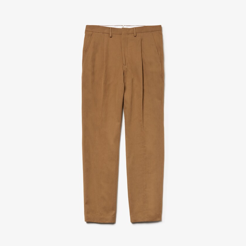 Calças De Algodão Marrom Masculino Lacoste Pleated Cotton-Linen ES4-05970K6