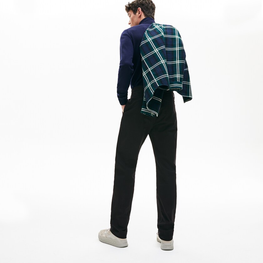 Calças De Algodão Pretas Masculino Lacoste Regular Fit Stretch Cotton OR5-97139U9