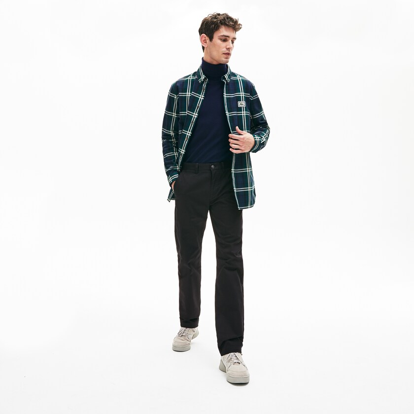 Calças De Algodão Pretas Masculino Lacoste Regular Fit Stretch Cotton OR5-97139U9