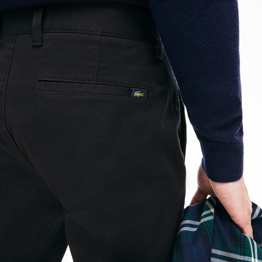 Calças De Algodão Pretas Masculino Lacoste Regular Fit Stretch Cotton OR5-97139U9