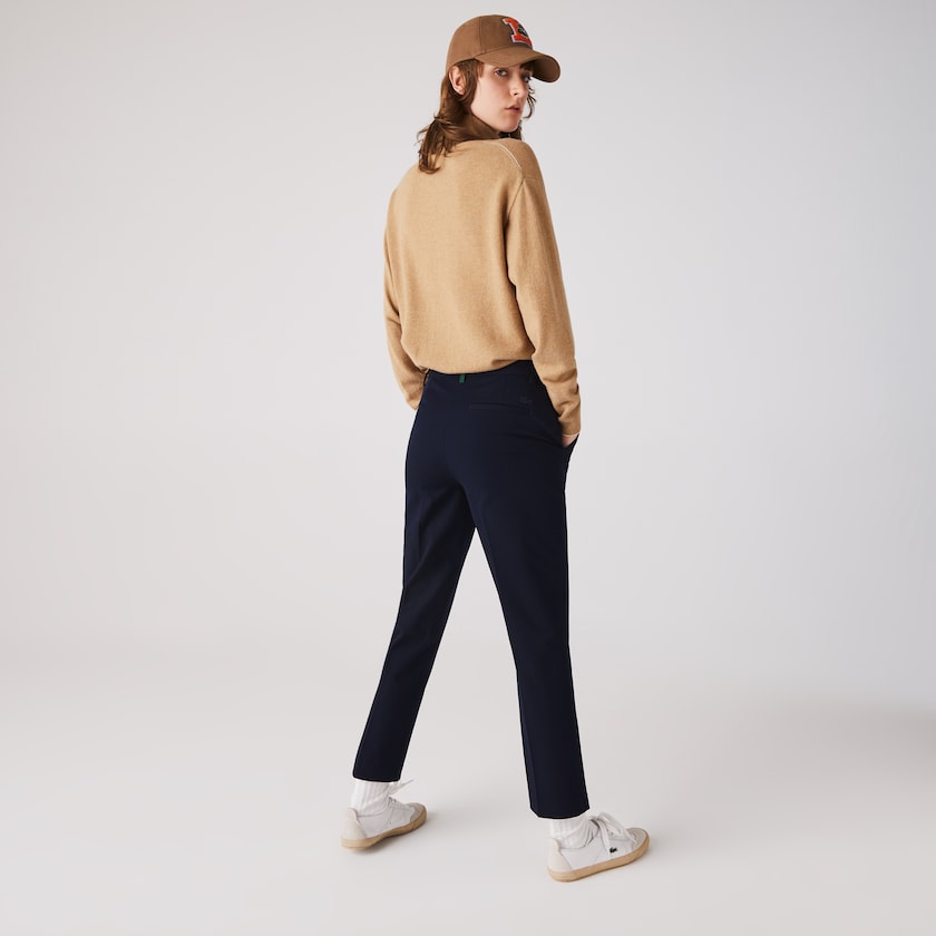 Calças De Algodão Azul Marinho Azuis Feminino Lacoste Stretch Cotton TK6-94389J2
