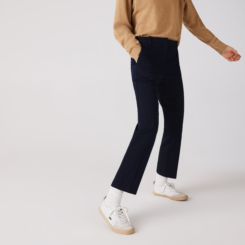 Calças De Algodão Azul Marinho Azuis Feminino Lacoste Stretch Cotton TK6-94389J2