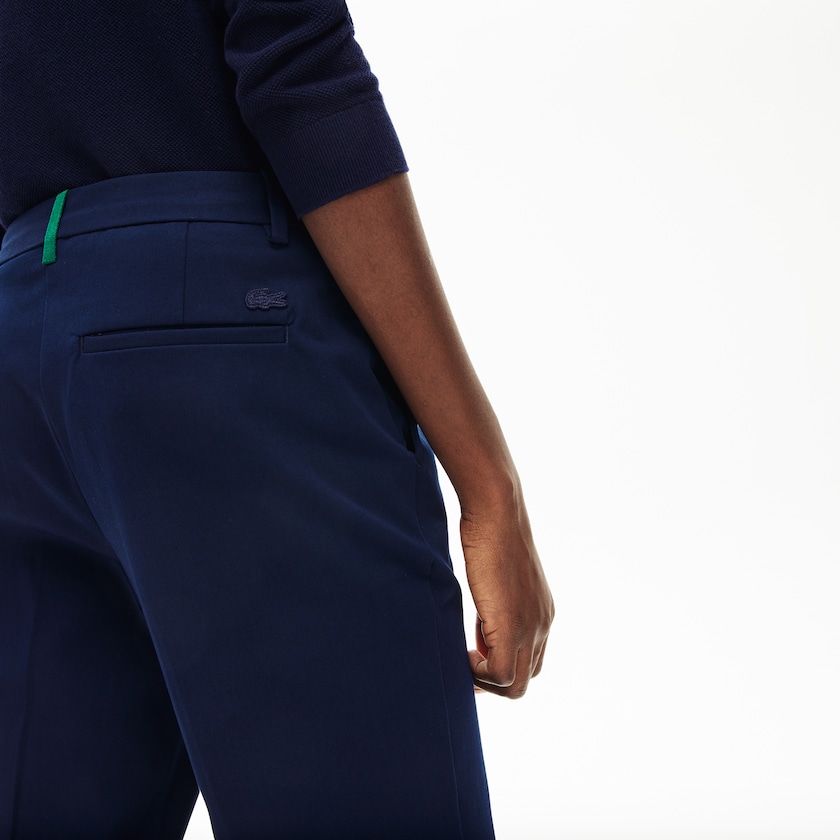 Calças De Algodão Azul Marinho Azuis Feminino Lacoste Stretch Cotton TK6-94389J2
