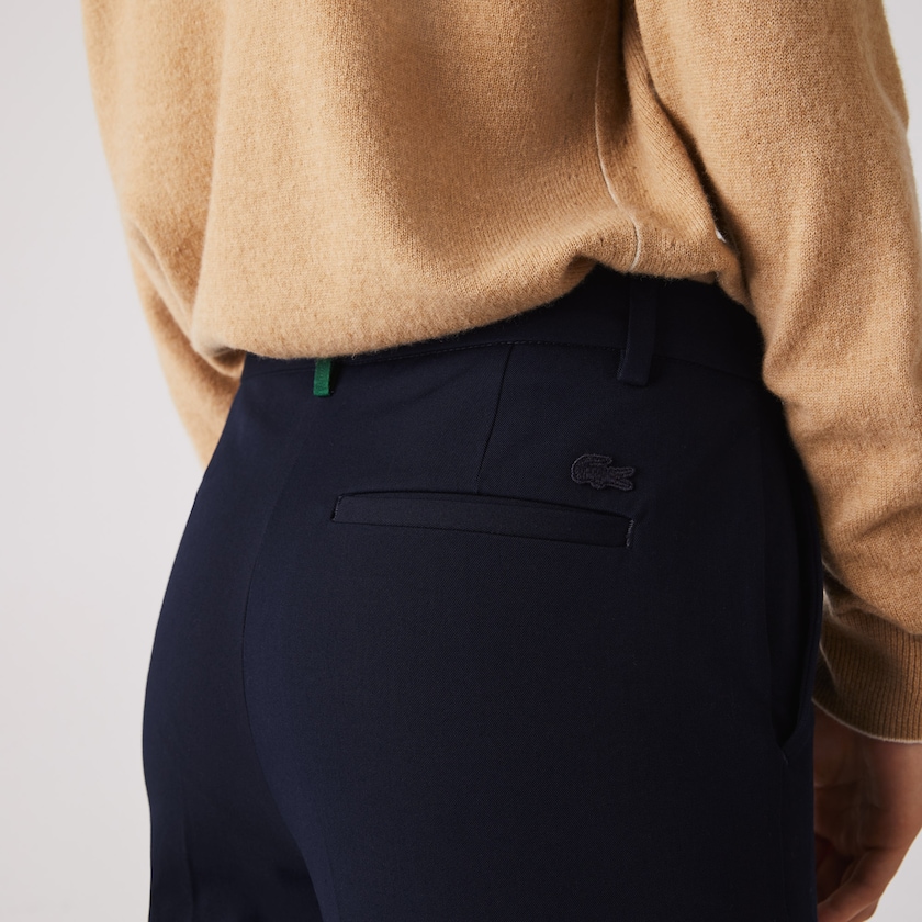 Calças De Algodão Azul Marinho Azuis Feminino Lacoste Stretch Cotton TK6-94389J2