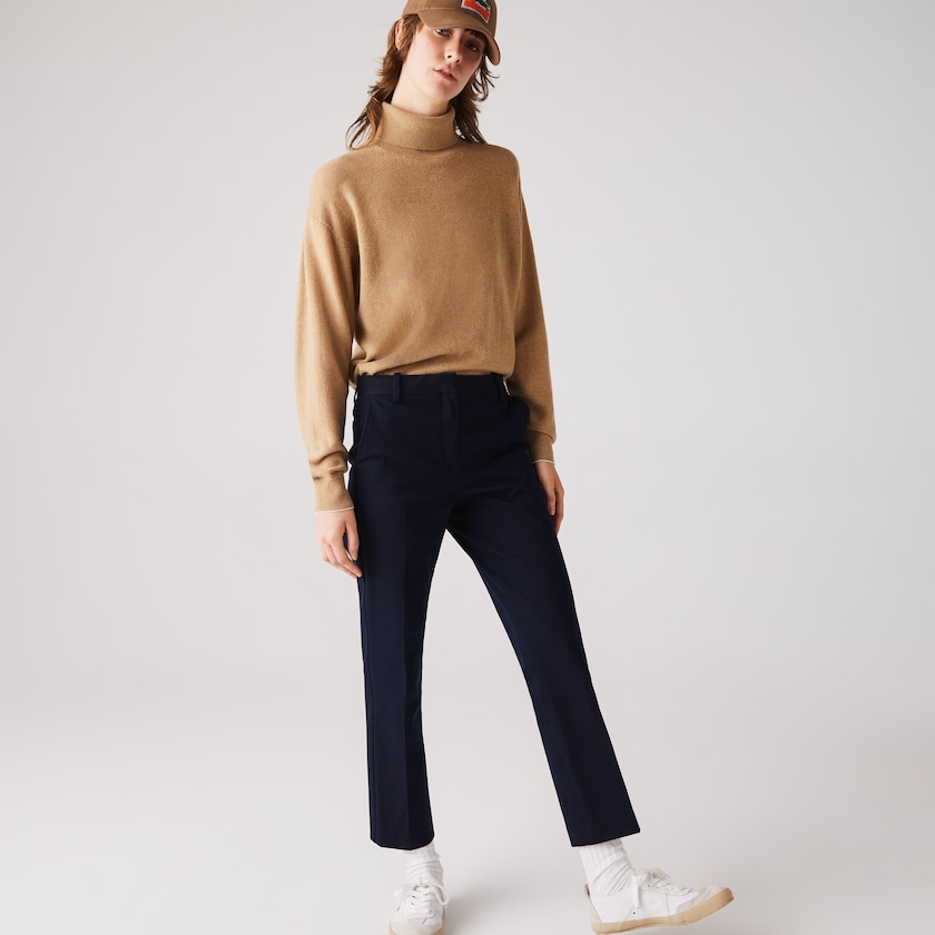 Calças De Algodão Azul Marinho Azuis Feminino Lacoste Stretch Cotton TK6-94389J2