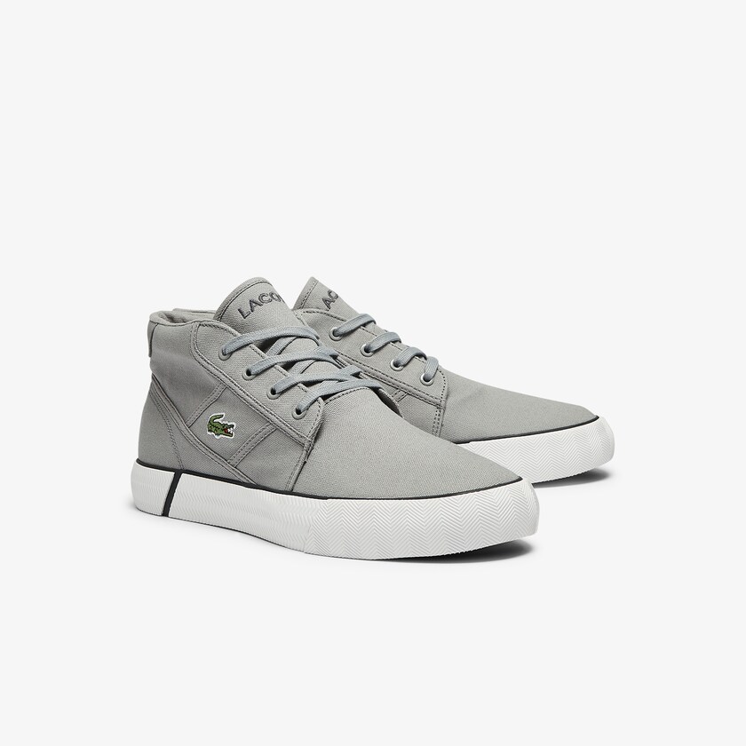 Sapatos Chukkas Cinzentas Cinzentas Escuro Masculino Lacoste Gripshot Canvas and Leather ZR1-58485E8