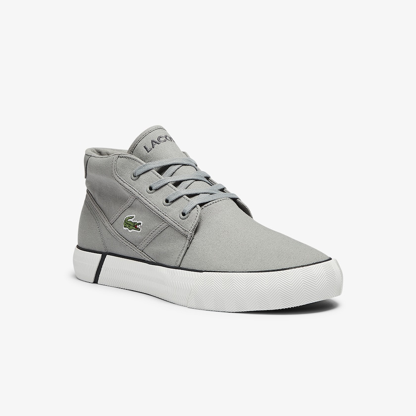 Sapatos Chukkas Cinzentas Cinzentas Escuro Masculino Lacoste Gripshot Canvas and Leather ZR1-58485E8