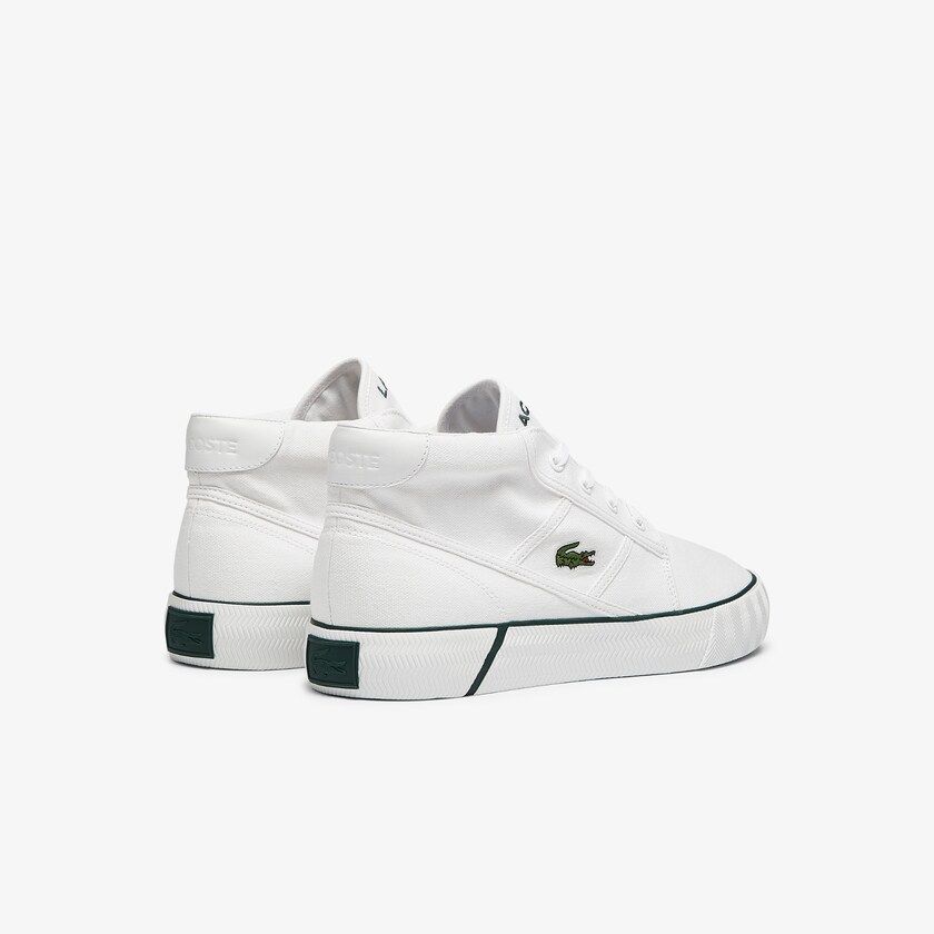 Sapatos Chukkas Branco Verdes Escuro Masculino Lacoste Gripshot Canvas and Leather AN6-42744V2