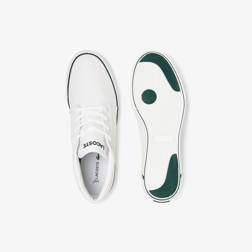 Sapatos Chukkas Branco Verdes Escuro Masculino Lacoste Gripshot Canvas and Leather AN6-42744V2