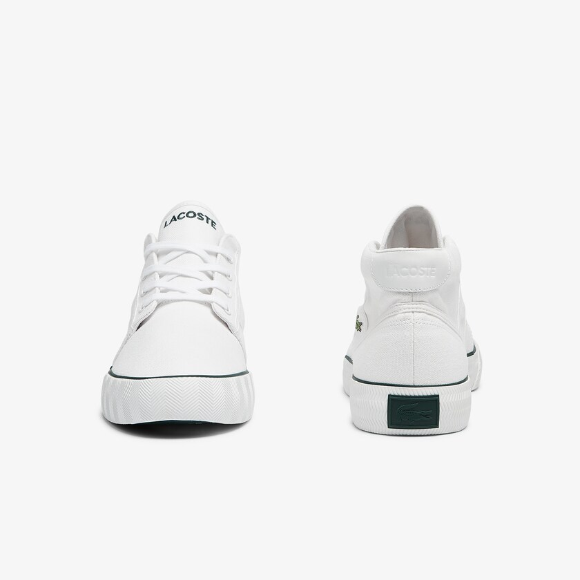 Sapatos Chukkas Branco Verdes Escuro Masculino Lacoste Gripshot Canvas and Leather AN6-42744V2