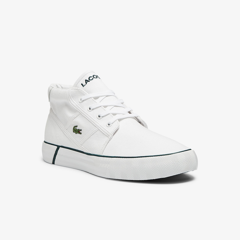 Sapatos Chukkas Branco Verdes Escuro Masculino Lacoste Gripshot Canvas and Leather AN6-42744V2