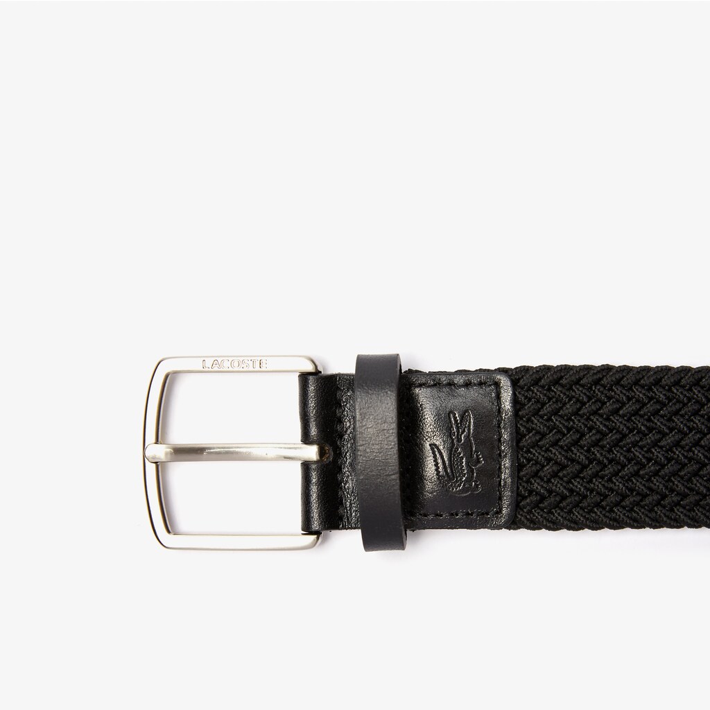 Cintos Pretas Masculino Lacoste Engraved Buckle Stretch Knitted Belt CV0-54755Z1