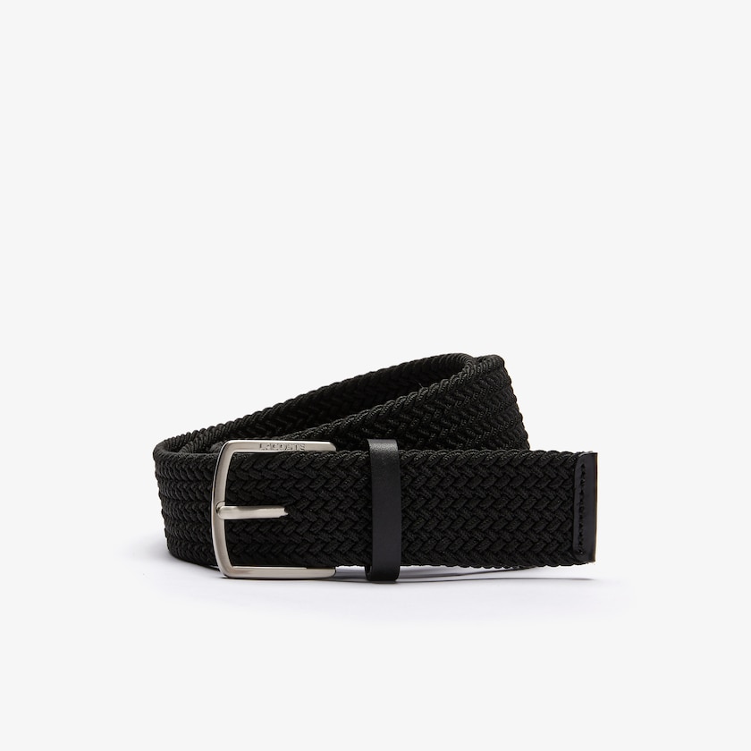 Cintos Pretas Masculino Lacoste Engraved Buckle Stretch Knitted Belt CV0-54755Z1