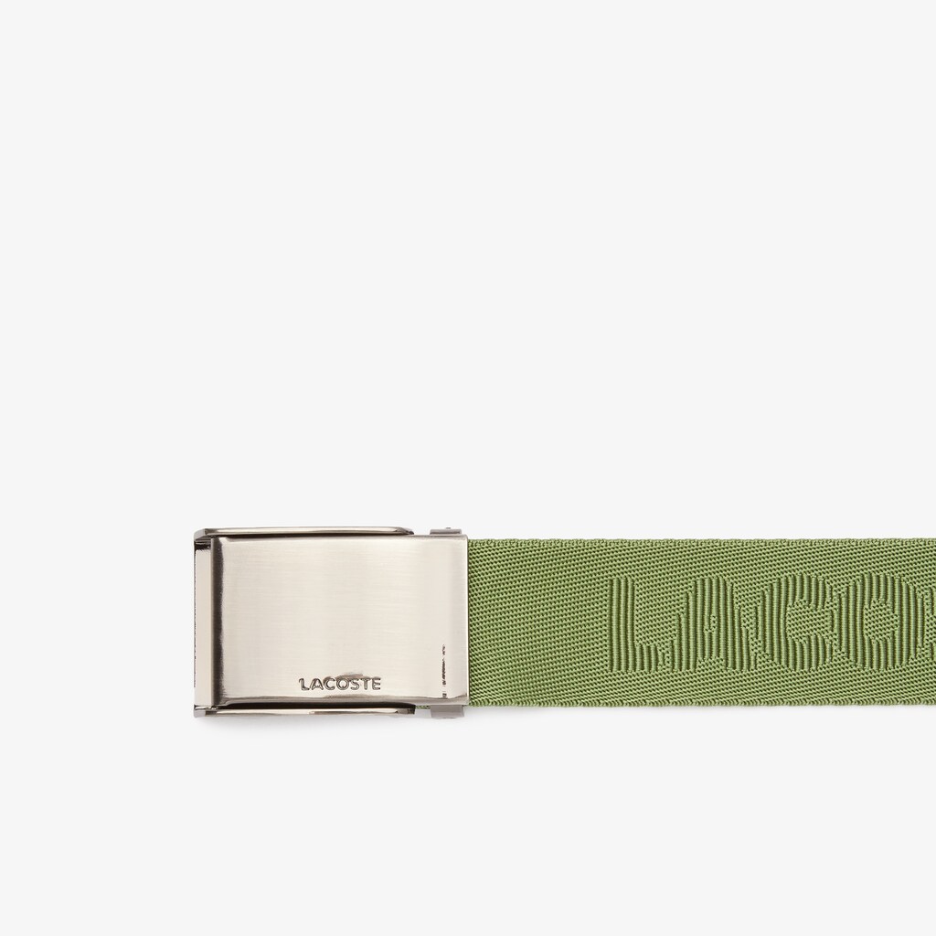 Cintos Verdes Masculino Lacoste Engraved Plate Buckle Woven Belt BK0-15391L4
