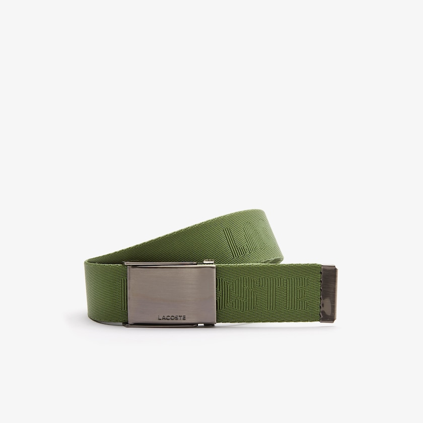 Cintos Verdes Masculino Lacoste Engraved Plate Buckle Woven Belt BK0-15391L4