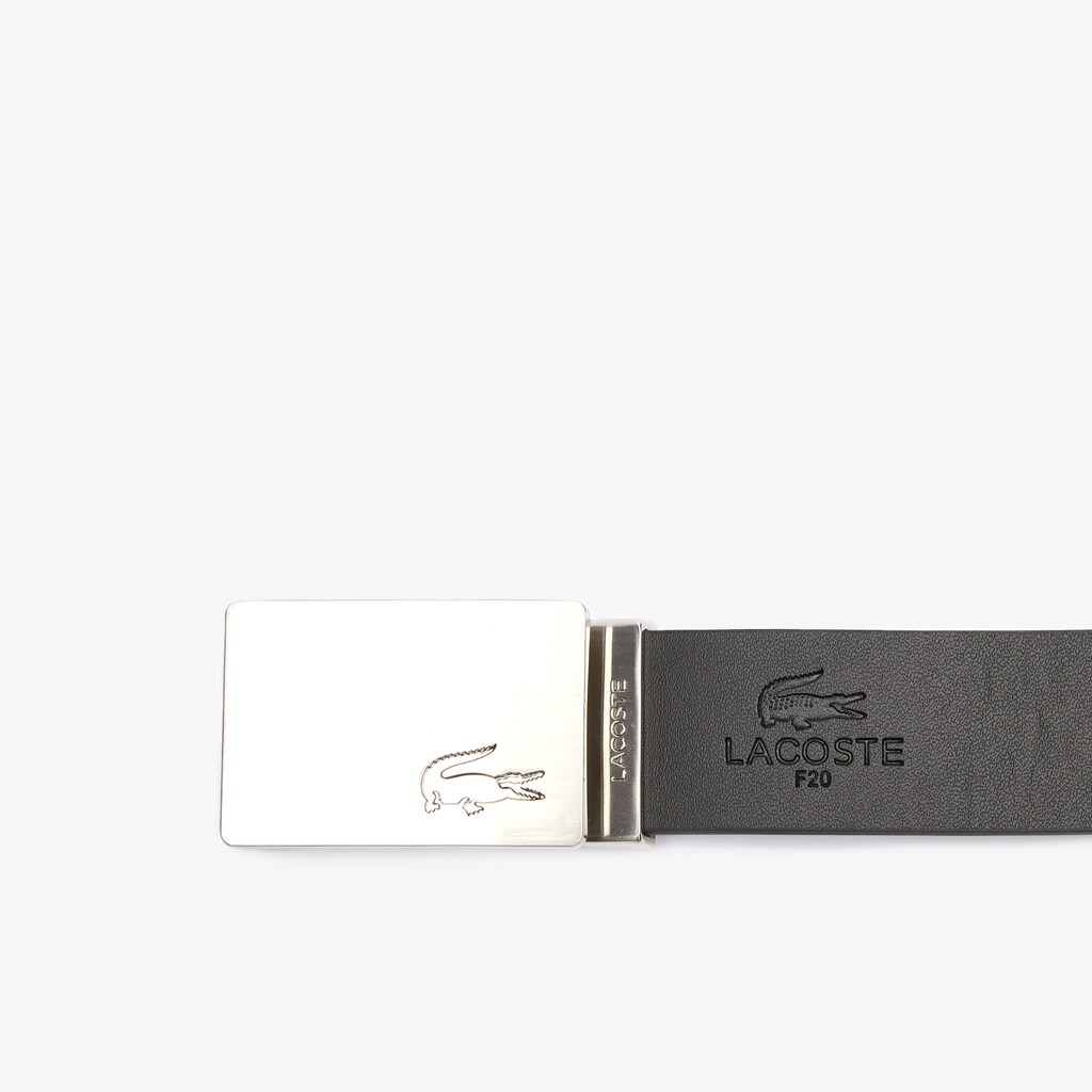 Cintos Pretas Prateadas Masculino Lacoste Reversible Leather Belt And 2 Buckles Gift Set FO4-38183T6