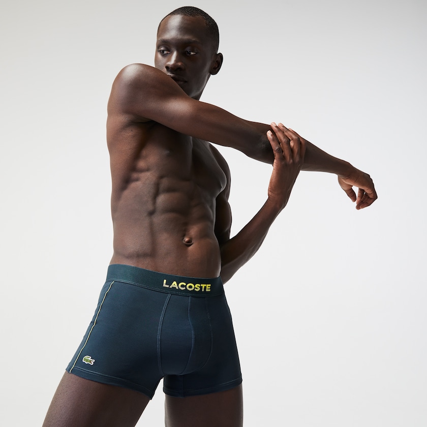 Cuecas Azuis Masculino Lacoste Motion Technical Piqué Boxer HK1-51805S2