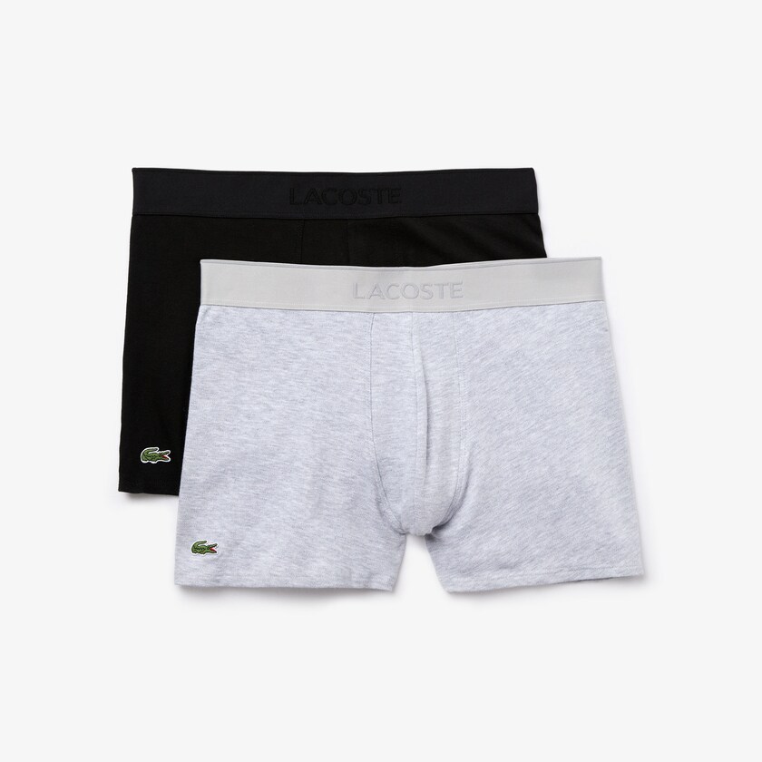 Cuecas Pretas Cinzentas Masculino Lacoste Pack Of 2 Piqué Boxer L.12.12 UH8-72977K4