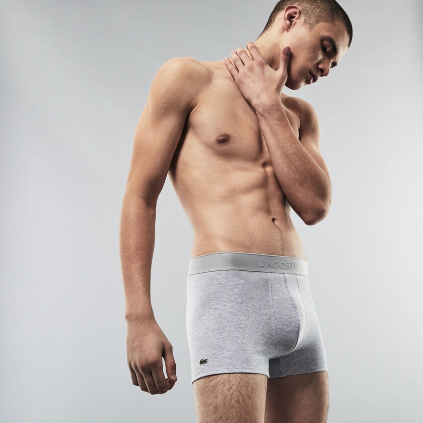 Cuecas Pretas Cinzentas Masculino Lacoste Pack Of 2 Piqué Boxer L.12.12 UH8-72977K4