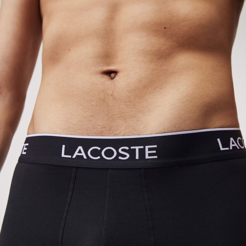 Cuecas Pretas Masculino Lacoste Pack Of 3 Casual Black Boxer UZ9-72547H1