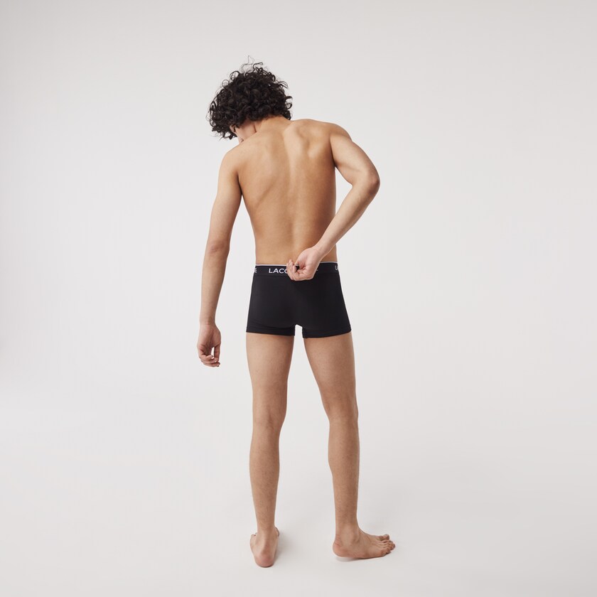 Cuecas Pretas Masculino Lacoste Pack Of 3 Casual Black Boxer UZ9-72547H1