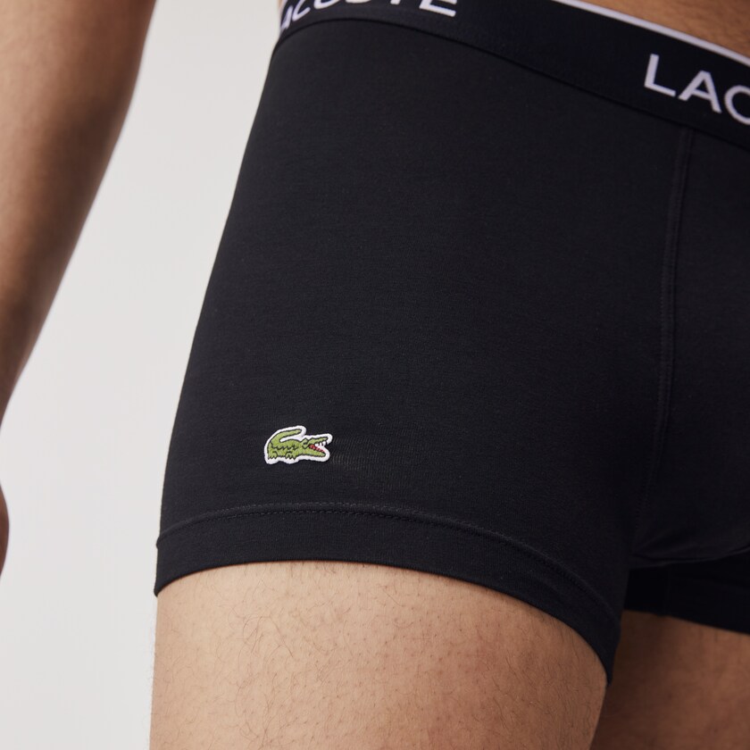 Cuecas Pretas Masculino Lacoste Pack Of 3 Casual Black Boxer UZ9-72547H1