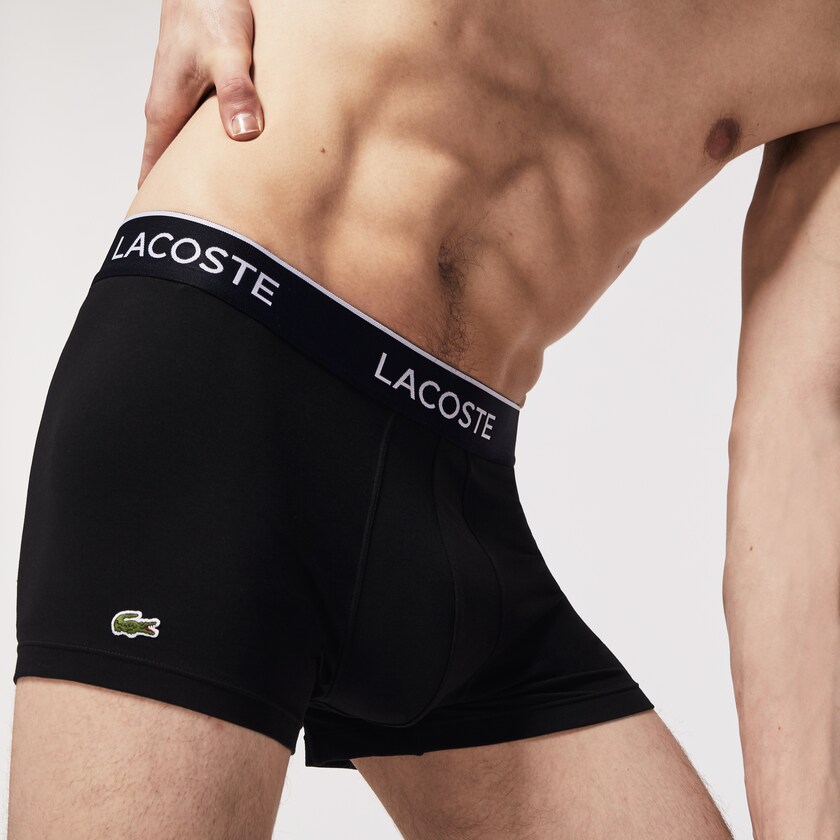 Cuecas Pretas Masculino Lacoste Pack Of 3 Casual Black Boxer UZ9-72547H1