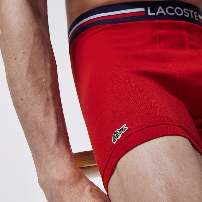 Cuecas Azul Marinho Azuis Cinzentas Vermelhas Masculino Lacoste Pack Of 3 Casual Boxers UV4-05520Y5