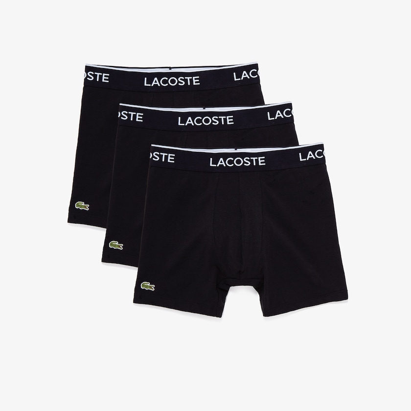 Cuecas Pretas Masculino Lacoste Pack of 3 Boxer MO2-15211E6