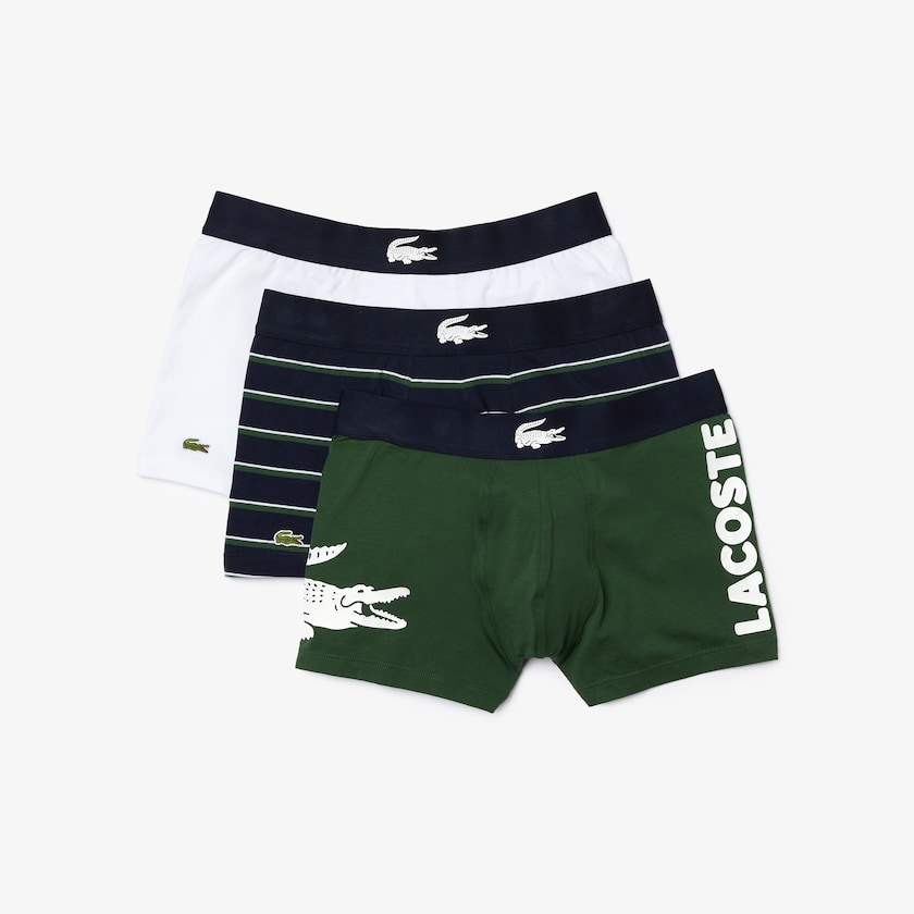 Cuecas Verdes Azul Marinho Azuis Branco Masculino Lacoste Pack of 3 Casual Boxer IQ5-22582H4