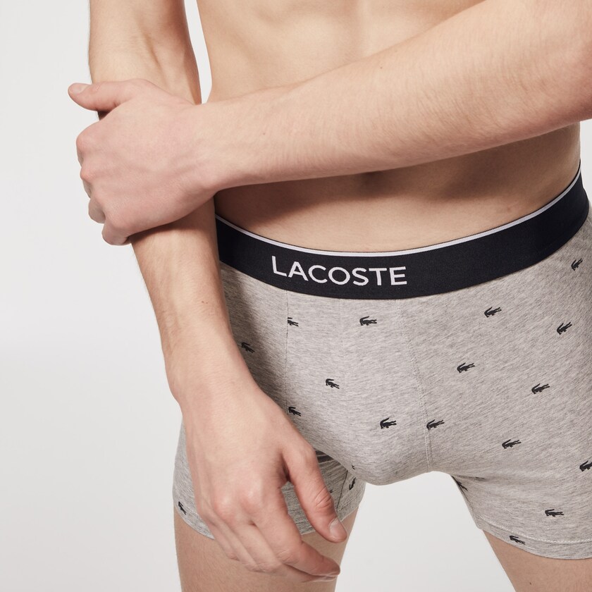 Cuecas Pretas Cinzentas Masculino Lacoste Pack of 3 Long Boxer MR2-79157Y3