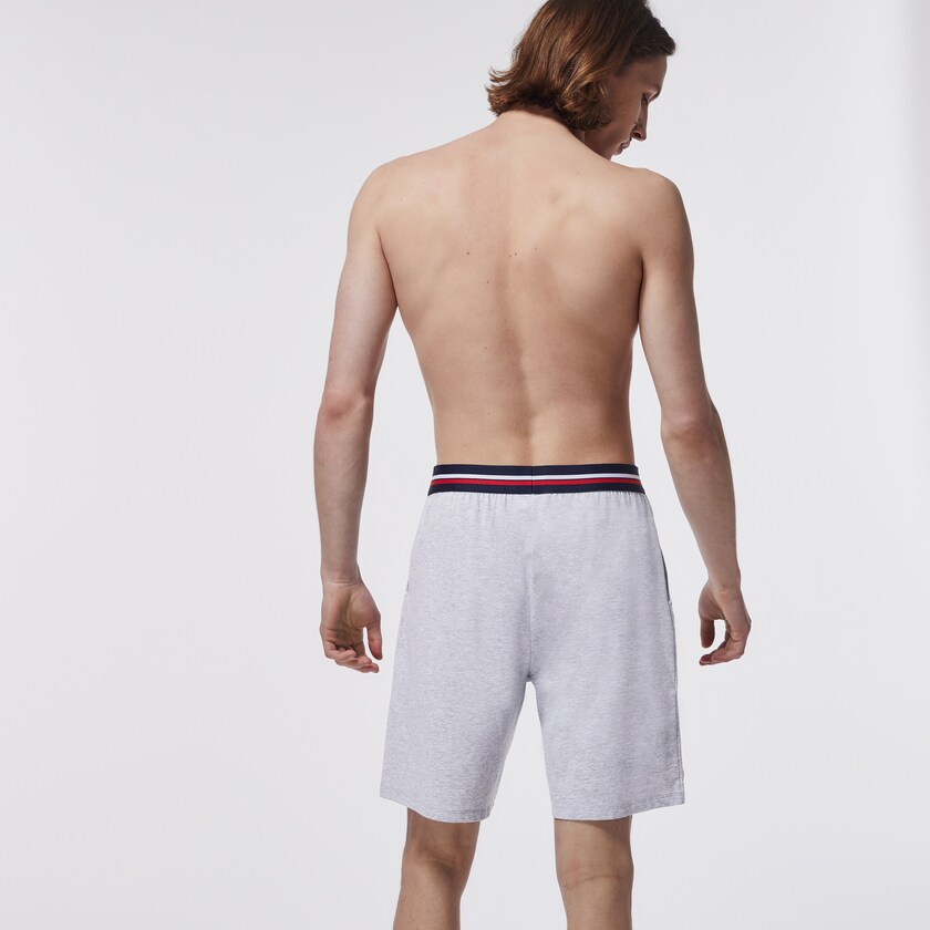 Cuecas Cinzentas Masculino Lacoste Striped-Waist Long Boxer EU6-37693O8