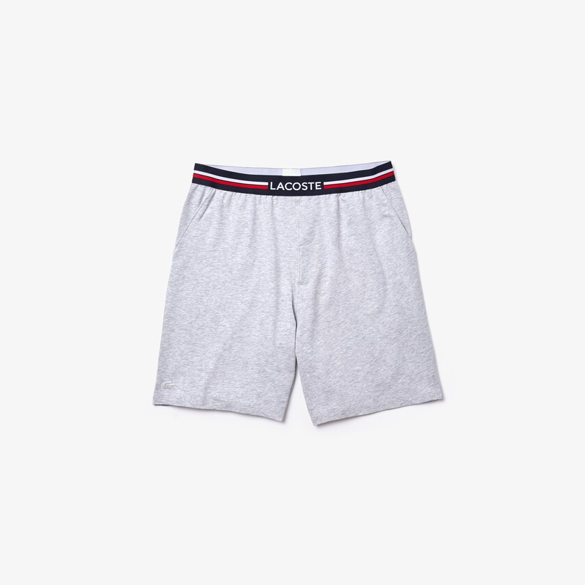 Cuecas Cinzentas Masculino Lacoste Striped-Waist Long Boxer EU6-37693O8