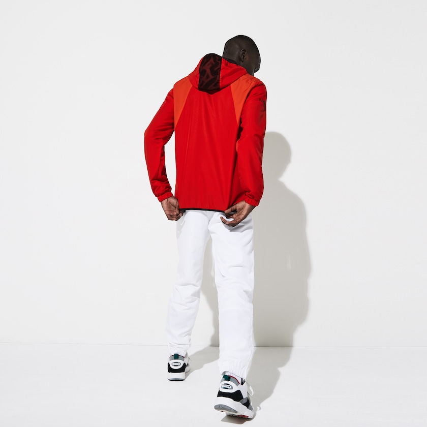 Fatos De Treino Vermelhas Branco Pretas Masculino Lacoste SPORT Mesh Inset Hooded Colorblock SP4-14791O2