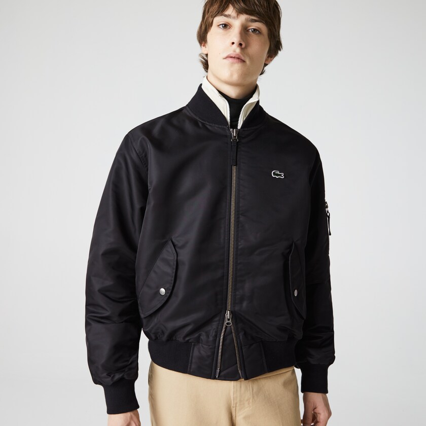 Jaquetas Pretas Masculino Lacoste LIVE Oversized Contrast Bomber FL6-17971C5