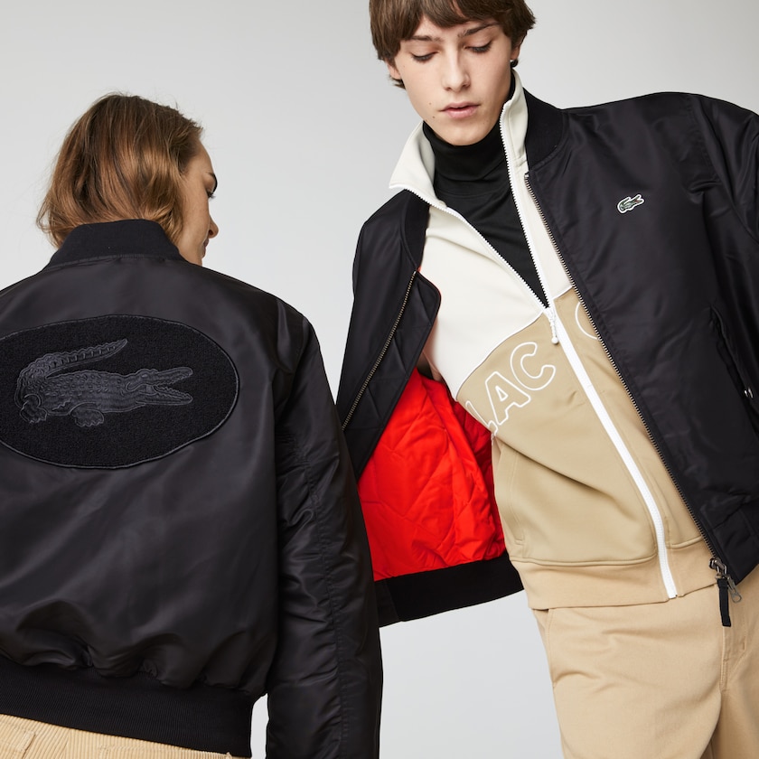 Jaquetas Pretas Masculino Lacoste LIVE Oversized Contrast Bomber FL6-17971C5