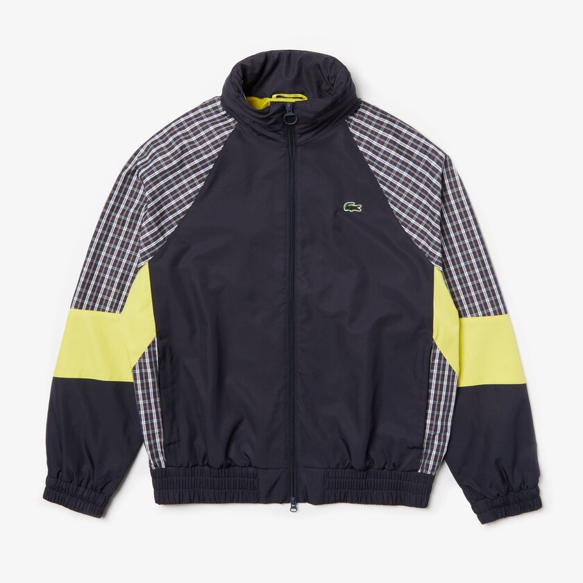 Jaquetas Azuis Amarelas Branco Masculino Lacoste LIVE Patchwork Track GK0-29302A2