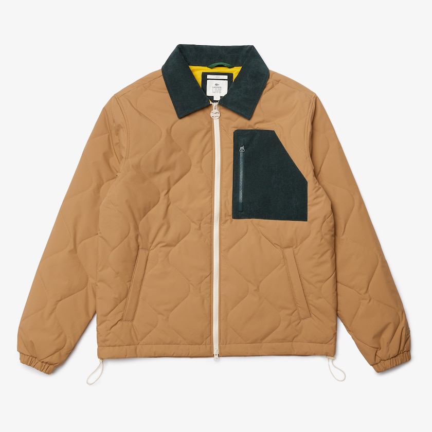 Jaquetas Bege Verdes Escuro Masculino Lacoste LIVE Quilted NW5-23472I0
