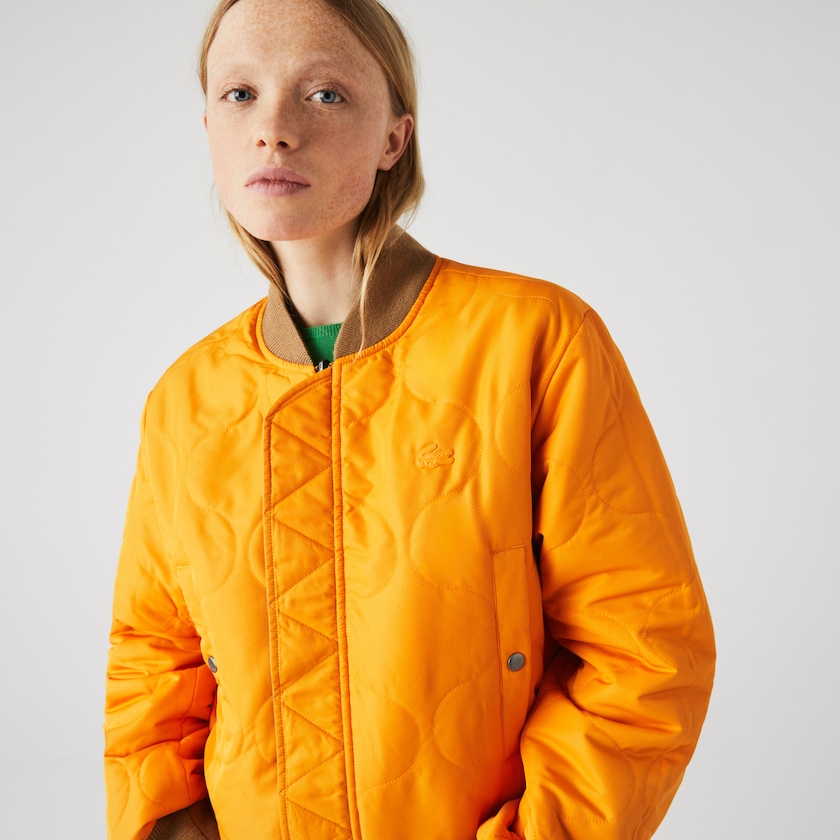 Jaquetas Bege Laranja Feminino Lacoste LIVE Reversible Monogram Patterned Bomber ZQ0-39613U8
