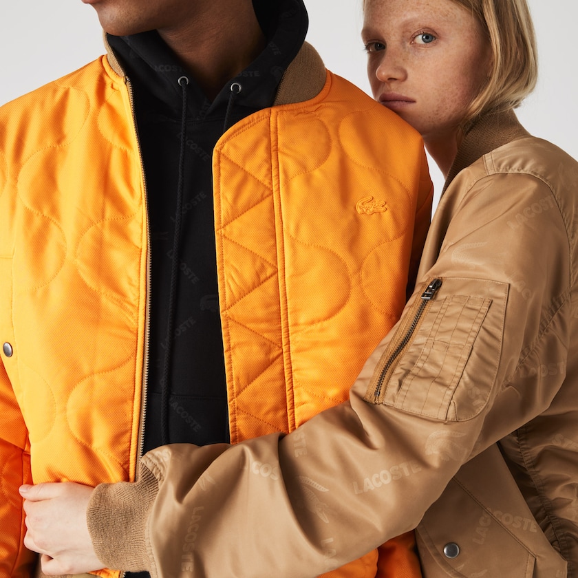 Jaquetas Bege Laranja Feminino Lacoste LIVE Reversible Monogram Patterned Bomber ZQ0-39613U8