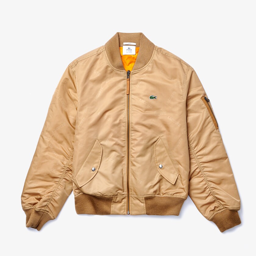 Jaquetas Bege Laranja Masculino Lacoste LIVE Reversible Monogram Patterned Bomber OZ4-47524N6