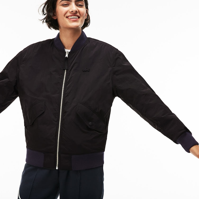 Jaquetas Pretas Azuis Masculino Lacoste LIVE Reversible Nylon And Fleece Bomber AH8-22362W8