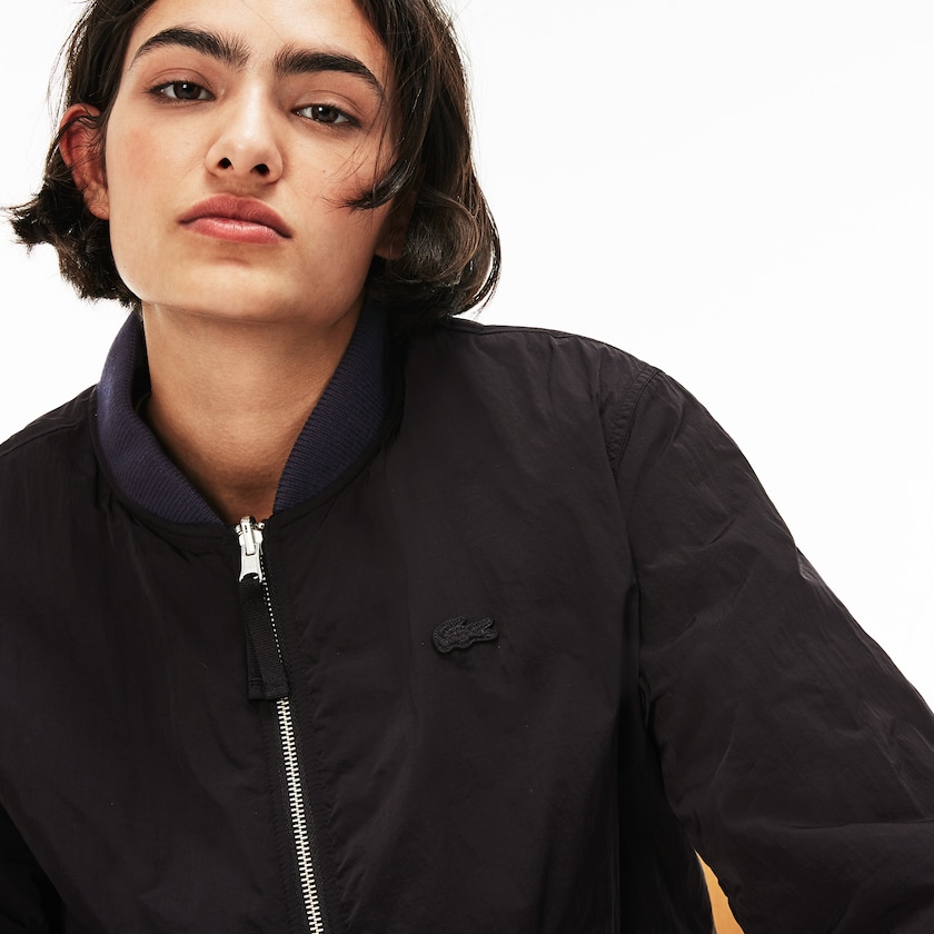 Jaquetas Pretas Azuis Masculino Lacoste LIVE Reversible Nylon And Fleece Bomber AH8-22362W8