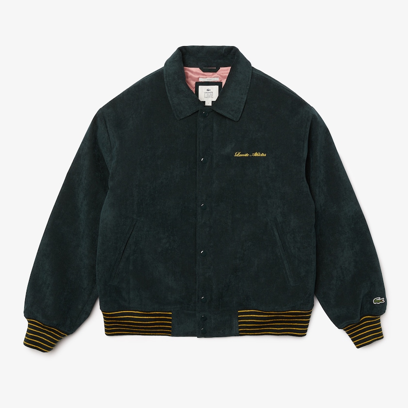 Jaquetas Verdes Escuro Feminino Lacoste LIVE Ribbed Velvet Bomber EB2-68696I8