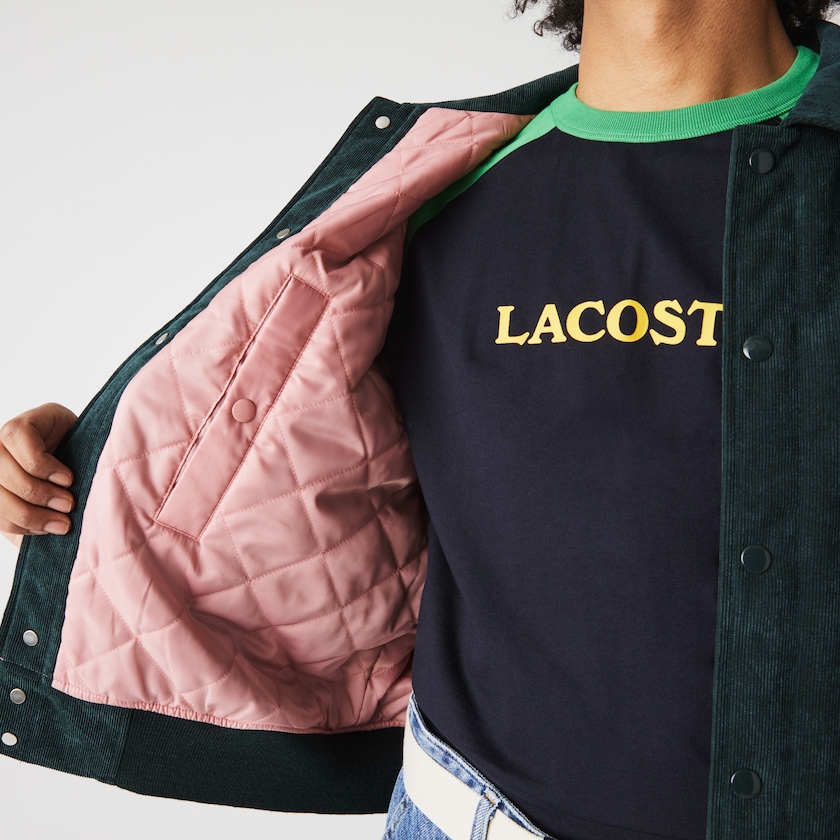 Jaquetas Verdes Escuro Feminino Lacoste LIVE Ribbed Velvet Bomber EB2-68696I8