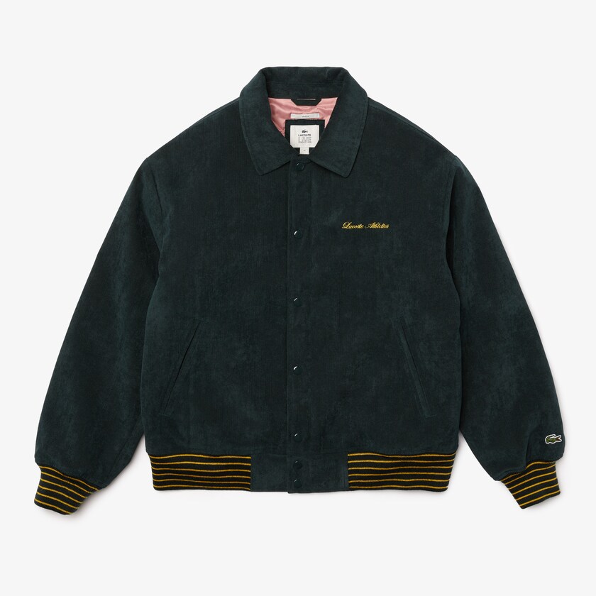 Jaquetas Verdes Escuro Masculino Lacoste LIVE Ribbed Velvet Bomber XH9-44974P9