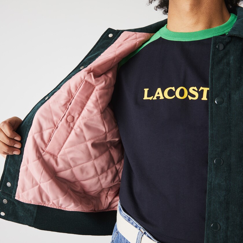 Jaquetas Verdes Escuro Masculino Lacoste LIVE Ribbed Velvet Bomber XH9-44974P9